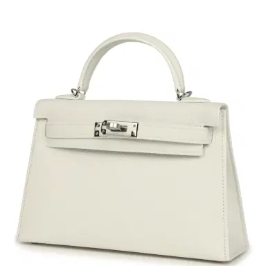 HERMÈS Hermes Kelly Sellier 20 New White Epsom Palladium Hardware | Thumbnail 5