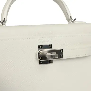 HERMÈS Hermes Kelly Sellier 20 New White Epsom Palladium Hardware | Thumbnail 7