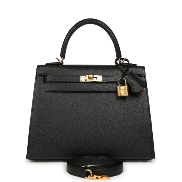 hermes Hermes Kelly Sellier 25 Black Verso Madame Gold Hardware