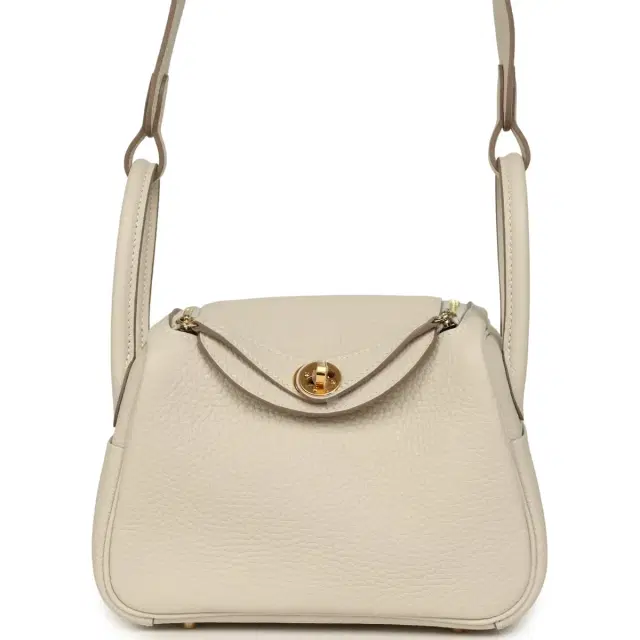 Hermes Mini Lindy II Craie Clemence Gold Hardware