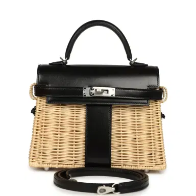 HERMÈS Hermes Mini Picnic Kelly 20 Black Box Palladium Hardware | Thumbnail 1