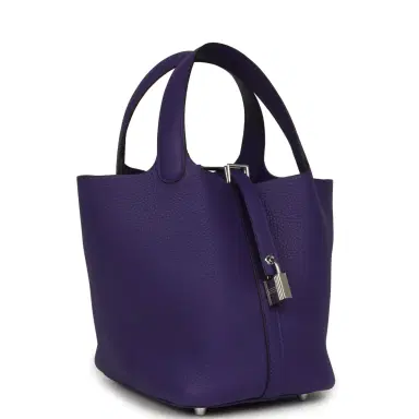 HERMÈS Hermes Picotin Lock 18 Purple Clemence Palladium Hardware | Thumbnail 2 HERMÈS Hermes Picotin Lock 18 Purple Clemence Palladium Hardware | Thumbnail 2