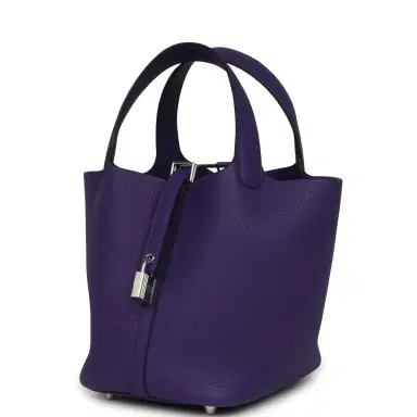 HERMÈS Hermes Picotin Lock 18 Purple Clemence Palladium Hardware | Thumbnail 5 HERMÈS Hermes Picotin Lock 18 Purple Clemence Palladium Hardware | Thumbnail 5