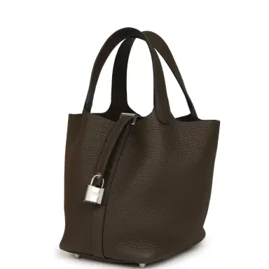 HERMÈS Hermes Picotin Lock 18 Vert Loden Clemence Palladium Hardware | Thumbnail 5 HERMÈS Hermes Picotin Lock 18 Vert Loden Clemence Palladium Hardware | Thumbnail 5