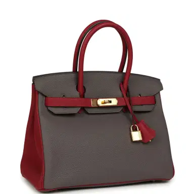 HERMÈS Hermes Special Order (HSS) Birkin 30 Etain and Rouge Grenat Togo Gold Hardware | Thumbnail 2 HERMÈS Hermes Special Order (HSS) Birkin 30 Etain and Rouge Grenat Togo Gold Hardware | Thumbnail 2