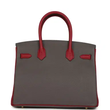 HERMÈS Hermes Special Order (HSS) Birkin 30 Etain and Rouge Grenat Togo Gold Hardware | Thumbnail 4 HERMÈS Hermes Special Order (HSS) Birkin 30 Etain and Rouge Grenat Togo Gold Hardware | Thumbnail 4