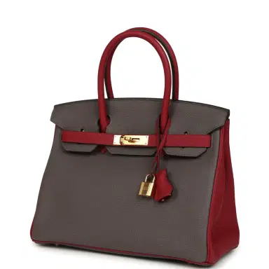 HERMÈS Hermes Special Order (HSS) Birkin 30 Etain and Rouge Grenat Togo Gold Hardware | Thumbnail 5 HERMÈS Hermes Special Order (HSS) Birkin 30 Etain and Rouge Grenat Togo Gold Hardware | Thumbnail 5