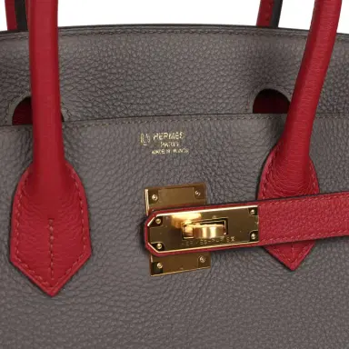 HERMÈS Hermes Special Order (HSS) Birkin 30 Etain and Rouge Grenat Togo Gold Hardware | Thumbnail 7 HERMÈS Hermes Special Order (HSS) Birkin 30 Etain and Rouge Grenat Togo Gold Hardware | Thumbnail 7