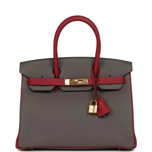 hermes Hermes Special Order (HSS) Birkin 30 Etain and Rouge Grenat Togo Gold Hardware