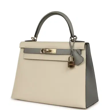 HERMÈS Hermes Special Order (HSS) Kelly Sellier 28 Craie and Gris Mouette Epsom Permabrass Hardware | Thumbnail 5 HERMÈS Hermes Special Order (HSS) Kelly Sellier 28 Craie and Gris Mouette Epsom Permabrass Hardware | Thumbnail 5