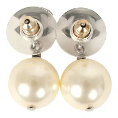 Chanel Pre-owned Chanel Small Crystal CC Pearl Drop Earrings Silver Tone Metal | Thumbnail 4