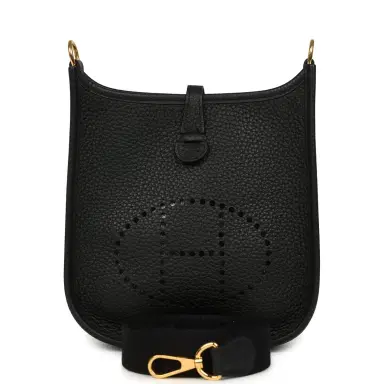 HERMÈS Pre-owned Hermes Evelyne TPM Black Clemence Gold Hardware | Thumbnail 1 HERMÈS Pre-owned Hermes Evelyne TPM Black Clemence Gold Hardware | Thumbnail 1