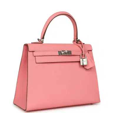 HERMÈS Pre-owned Hermes Kelly Sellier 25 Rose Confetti Epsom Palladium Hardware | Thumbnail 2
