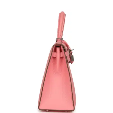 HERMÈS Pre-owned Hermes Kelly Sellier 25 Rose Confetti Epsom Palladium Hardware | Thumbnail 3