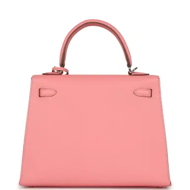HERMÈS Pre-owned Hermes Kelly Sellier 25 Rose Confetti Epsom Palladium Hardware | Thumbnail 4