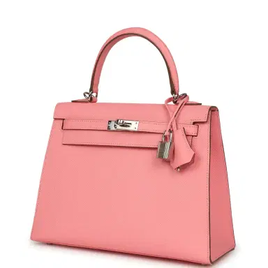 HERMÈS Pre-owned Hermes Kelly Sellier 25 Rose Confetti Epsom Palladium Hardware | Thumbnail 5