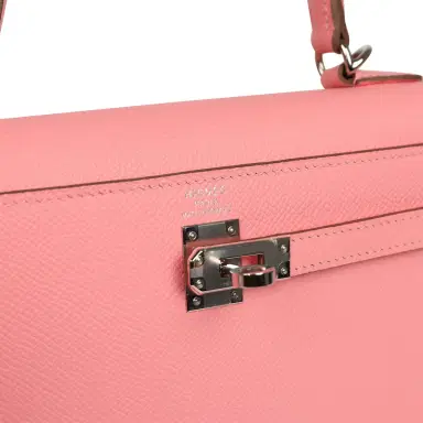 HERMÈS Pre-owned Hermes Kelly Sellier 25 Rose Confetti Epsom Palladium Hardware | Thumbnail 7