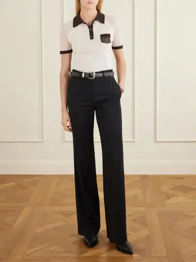 Acne Studios Color-block Lyocell And Wool-blend Jersey Polo Shirt | Thumbnail 2 Acne Studios Color-block Lyocell And Wool-blend Jersey Polo Shirt | Thumbnail 2