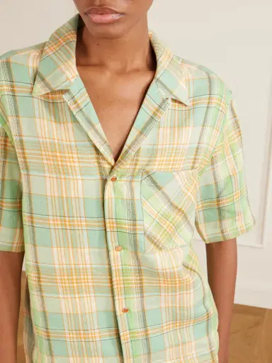 God’s True Cashmere Lime Moss Checked Linen Shirt | Thumbnail 4 God’s True Cashmere Lime Moss Checked Linen Shirt | Thumbnail 4