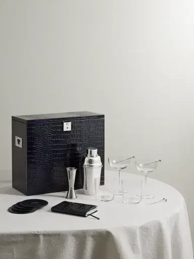 Smythson Mara Croc-effect Leather Bar Set | Thumbnail 1 Smythson Mara Croc-effect Leather Bar Set | Thumbnail 1