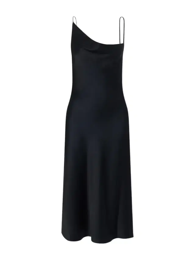 Asymmetric Satin Midi Dress