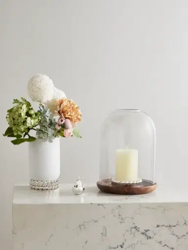 Christofle Perles Large Glass, Walnut And Silver-plated Hurricane Candle Holder | Thumbnail 2 Christofle Perles Large Glass, Walnut And Silver-plated Hurricane Candle Holder | Thumbnail 2