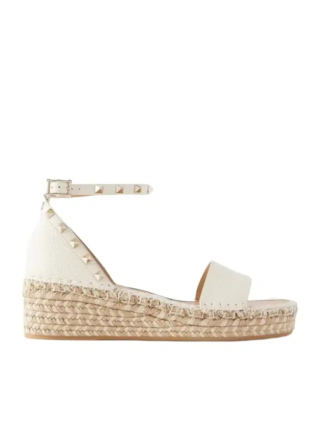 Rockstud Double Leather Espadrillas Sandals
