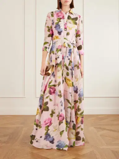 Carolina Herrera Floral-print Linen And Silk-blend Gown | Thumbnail 2 Carolina Herrera Floral-print Linen And Silk-blend Gown | Thumbnail 2
