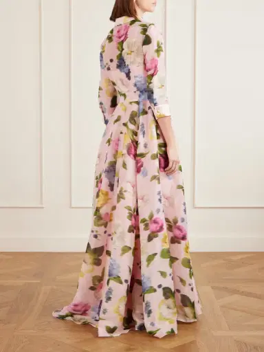 Carolina Herrera Floral-print Linen And Silk-blend Gown | Thumbnail 3 Carolina Herrera Floral-print Linen And Silk-blend Gown | Thumbnail 3