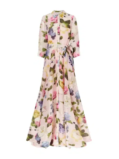 Carolina Herrera Floral-print Linen And Silk-blend Gown | Thumbnail 1 Carolina Herrera Floral-print Linen And Silk-blend Gown | Thumbnail 1
