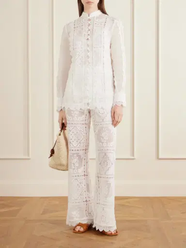 Zimmermann Aster Embroidered Mesh Flared Pants | Thumbnail 2 Zimmermann Aster Embroidered Mesh Flared Pants | Thumbnail 2