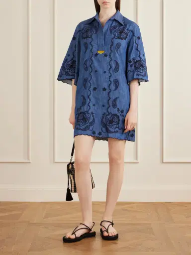 Zimmermann Aster Broderie Anglaise-trimmed Cotton-denim Mini Dress | Thumbnail 2 Zimmermann Aster Broderie Anglaise-trimmed Cotton-denim Mini Dress | Thumbnail 2