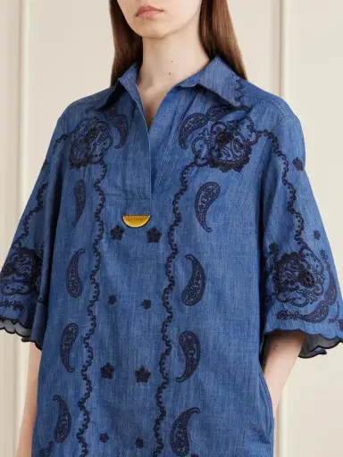 Zimmermann Aster Broderie Anglaise-trimmed Cotton-denim Mini Dress | Thumbnail 4 Zimmermann Aster Broderie Anglaise-trimmed Cotton-denim Mini Dress | Thumbnail 4