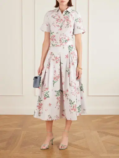 Erdem Pleated Floral-print Cotton-poplin Midi Skirt | Thumbnail 2 Erdem Pleated Floral-print Cotton-poplin Midi Skirt | Thumbnail 2