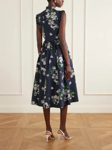 Erdem Pleated Ruffled Floral-print Cotton-poplin Midi Dress | Thumbnail 3 Erdem Pleated Ruffled Floral-print Cotton-poplin Midi Dress | Thumbnail 3