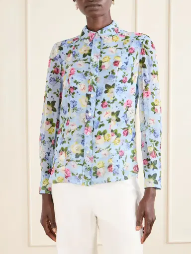 Carolina Herrera Isabella Garden Floral-print Silk-chiiffon Blouse | Thumbnail 3 Carolina Herrera Isabella Garden Floral-print Silk-chiiffon Blouse | Thumbnail 3