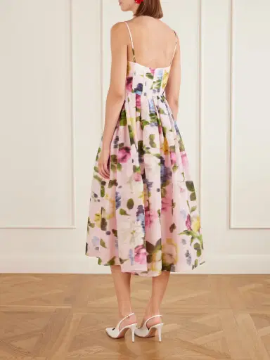 Carolina Herrera Floral-print Linen And Silk-blend Midi Dress | Thumbnail 3 Carolina Herrera Floral-print Linen And Silk-blend Midi Dress | Thumbnail 3