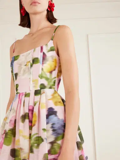 Carolina Herrera Floral-print Linen And Silk-blend Midi Dress | Thumbnail 4 Carolina Herrera Floral-print Linen And Silk-blend Midi Dress | Thumbnail 4