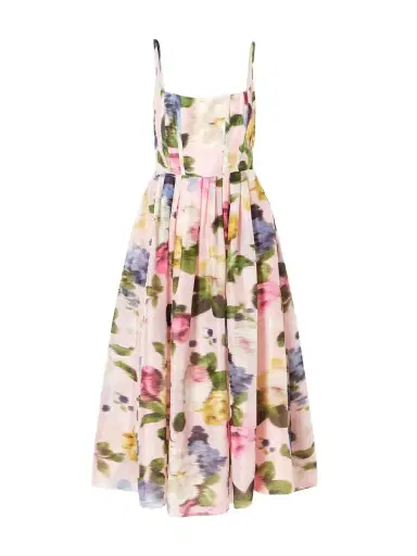 Carolina Herrera Floral-print Linen And Silk-blend Midi Dress | Thumbnail 1 Carolina Herrera Floral-print Linen And Silk-blend Midi Dress | Thumbnail 1