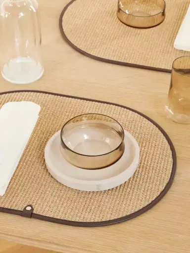 Brunello Cucinelli Set Of Two Leather-trimmed Woven Raffia Napkins | Thumbnail 2