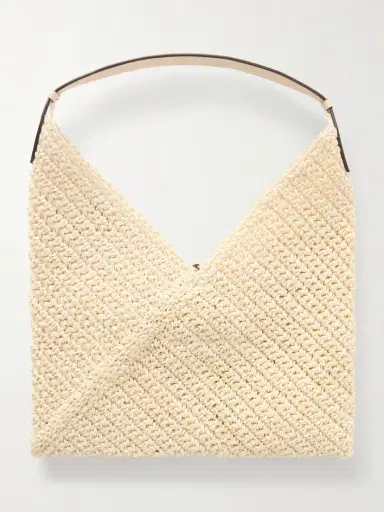 Hunting Season Origami Small Leather-trimmed Raffia Tote | Thumbnail 4