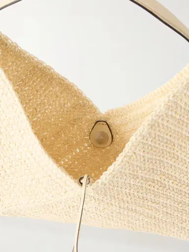 Hunting Season Origami Small Leather-trimmed Raffia Tote | Thumbnail 6