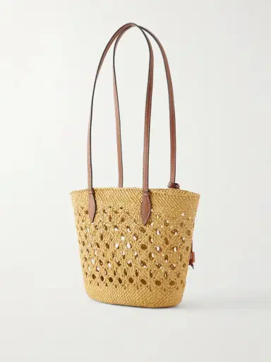 Hunting Season Lattice Basket Leather-trimmed Raffia Tote | Thumbnail 4