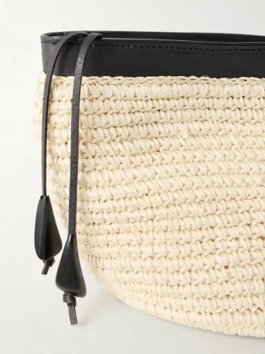 Hunting Season Leather-trimmed Raffia Clutch | Thumbnail 5