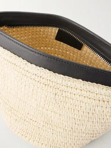 Hunting Season Leather-trimmed Raffia Clutch | Thumbnail 6