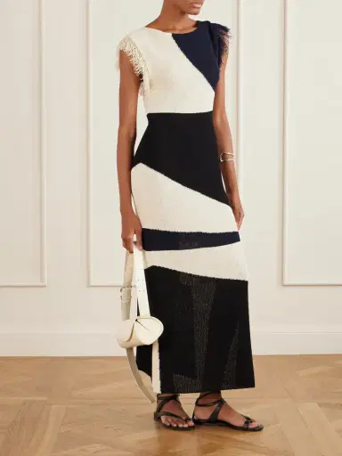 Proenza Schouler Saskia Intarsia-knit Woven Midi Dress | Thumbnail 2 Proenza Schouler Saskia Intarsia-knit Woven Midi Dress | Thumbnail 2
