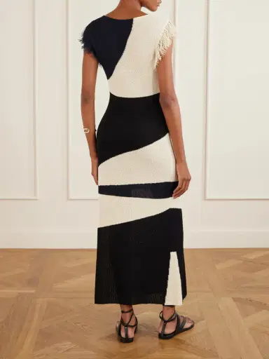 Proenza Schouler Saskia Intarsia-knit Woven Midi Dress | Thumbnail 3 Proenza Schouler Saskia Intarsia-knit Woven Midi Dress | Thumbnail 3
