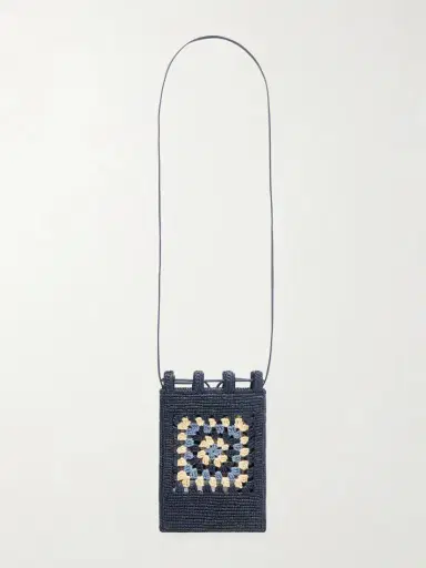 Loewe + Paula's Ibiza Logo-embroidered Leather-trimmed Crocheted Raffia Bucket Bag | Thumbnail 4