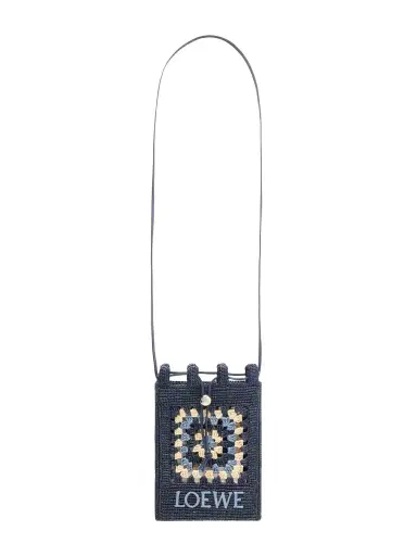 Loewe + Paula's Ibiza Logo-embroidered Leather-trimmed Crocheted Raffia Bucket Bag | Thumbnail 1