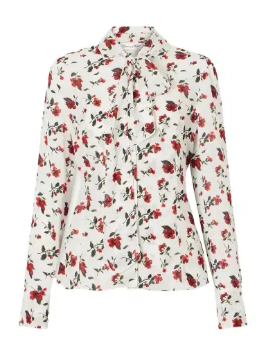 Oscar de la Renta Hibiscus Floral-print Silk Blouse | Thumbnail 1 Oscar de la Renta Hibiscus Floral-print Silk Blouse | Thumbnail 1
